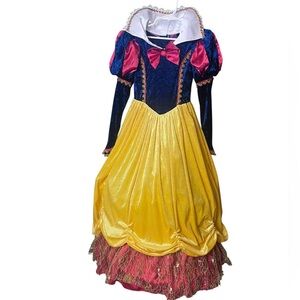 Princess Costume Dress Up Snow White Velvet Blue Yellow Long Hoop Skirt Girl 7/8